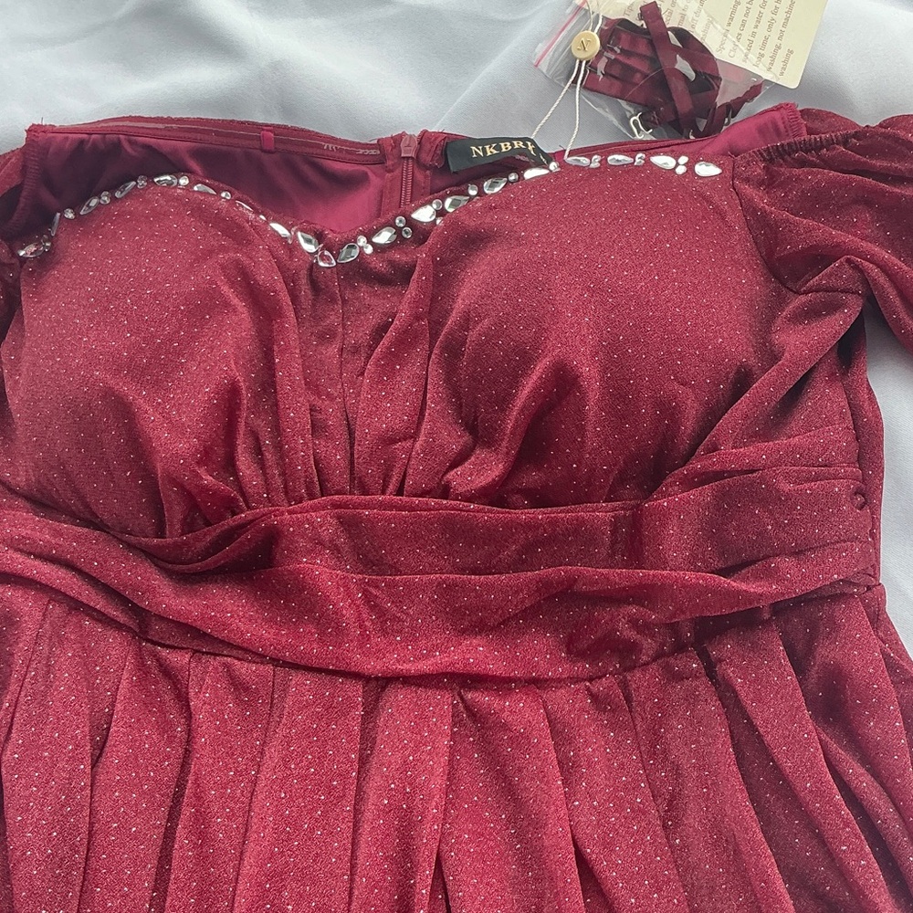 Burgundy Strapless Dress